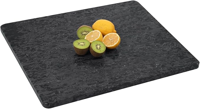 Black Marble Cutting Board For Kitchen, Large Marble Slab Pastry Board With Non-Slip Feet For Baking, Cheese, Charcuterie, Chocolate, 16x20 Inch, Pack Of 1 Piece