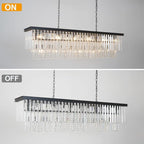Modern Rectangular Crystal Chandelier, Farmhouse 21 Light Rectangle Chandeliers Hanging Ceiling Light Fixtures for Dining Room Kitchen Island, Living Room, Bedroom