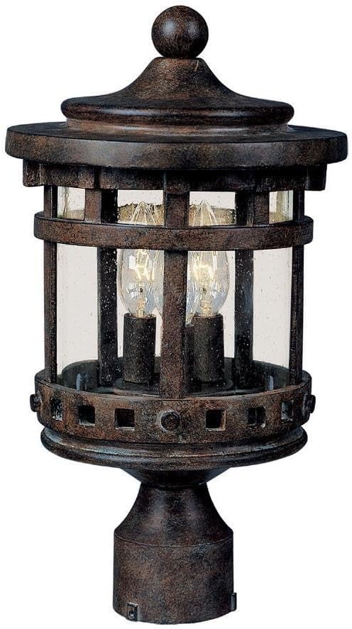 Maxim Santa Barbara VX Three Light Outdoor Pole Mount with Sienna Finish and Seedy Glass