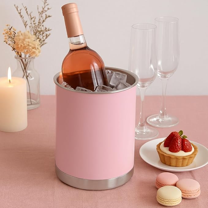 Creative Home Stainless Steel Utensil Holder– 6.3" Large Cooking Tool Organizer for Kitchen Decor and Countertop Storage, Stable Anti-Tip Design, Durable Powder-Coated Finish, Pink