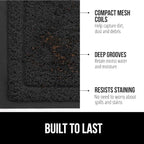 GORILLA GRIP Dirt Grabber Mesh Doormat, Low-Profile, Stain and Fade Resistant Heavy Duty Quick Dry Striped Doormats, Mats for Indoor or Outdoor Entry, Shoe Scraper, Garage Entrance Mat, 35x23, Black
