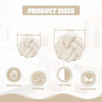 Uvvyui Knot Pillow Ball, Soft Ivory Home Decor Knotted Pillows, Handmade Round Plush Throw Pillow, Aesthetic & Cute Large Decorative Pillows for Bed, Floor, Couch, Bedroom Home Decor 11 inches