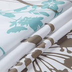 Long Fabric Shower Curtain, Blue and White Shower Curtain, Teal and Brown Floral Plant Shower Curtains for Bathroom, Modern Decorative Bathroom Curtains - 78" W x 78" H