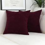 Jeneoo Burgundy Decorative Throw Pillow Covers Soft Chenille Comfy Solid Couch Cushion Case Decor (Set of 1, 24 x 24 Inches)