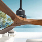 Sofucor Ceiling Fan no Lights, 52 Inch Low Profile Flush Mount Modern Wood Ceiling Fan with Remote for Indoor Farmhouse Bedroom Living Room Outdoor Patio Porch, Reversible DC Motor, Noiseless