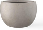 Kante 19.9" Dia Round Concrete Planter, Outdoor/Indoor Large Bowl Plant Pots with Drainage Hole and Rubber Plug for Garden Patio Balcony Home, Weathered Concrete