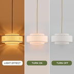 Modern 19.7" Drum Chandelier 4-Lights Vintage Modern Chandelier Light Fixture with Linen Shade Retro Farmhouse Drum Chandeliers for Dining Room, Kitchen Island, Living Room, Bedroom