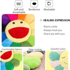 Smile Face Plush Rainbow Pillow, Sunflower Indie Decor Plush Pillow Soft & Comfortable Flower Floor Pillow for Home Reading Bed Room Decoration (Rainbow Color)