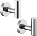 Bath Towel Hook 2 PCS, Angel Simple SUS304 Stainless Steel Kitchen Bathroom Towel Holder, Round Robe Hook Wall Mounted, Polished Chrome