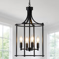 4-Light Black Chandeliers for Dining Room, Foyer Chandeliers Lantern Tiered Industrial Ceiling Light Metal Modern Farmhouse Pendant Lights for Kitchen Island Entryway, Living Room