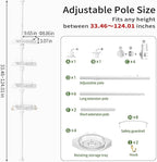 360° Rotating Corner Shower Caddy Tension Pole Organizer - 4-Tier Adjustable Rustproof Metal Pole, Plastic Shelves with Safety Guardrail, Bathroom Storage for Shower & Bathtub(White)