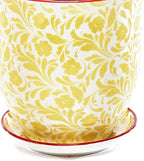 CHIVE ‘Liberte’ Ceramic Succulent Pots — 4.25” Cute Vintage Farmhouse Style Planters for Indoor Plants — Beautiful Home & Kitchen Decor — Yellow Leaves