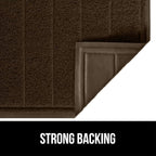 GORILLA GRIP Dirt Grabber Mesh Doormat, Low-Profile, Stain and Fade Resistant Heavy Duty Quick Dry Striped Doormats, Mats for Indoor or Outdoor Entry, Shoe Scraper, Garage Entrance Mat 47x35, Brown