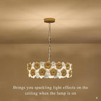 Modern Flower Elegant Glass Chandelier 20" Luxury 6 Lights Gold Chandelier Light Fixture for Living Dining Room Kitchen Entryway Bedroom Foyer, E12