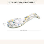 MACKENZIE-CHILDS Enamel Spoon Rest, Kitchen Spoon Holder and Utensil Rest for Stovetop, Grey-and-White Sterling Check