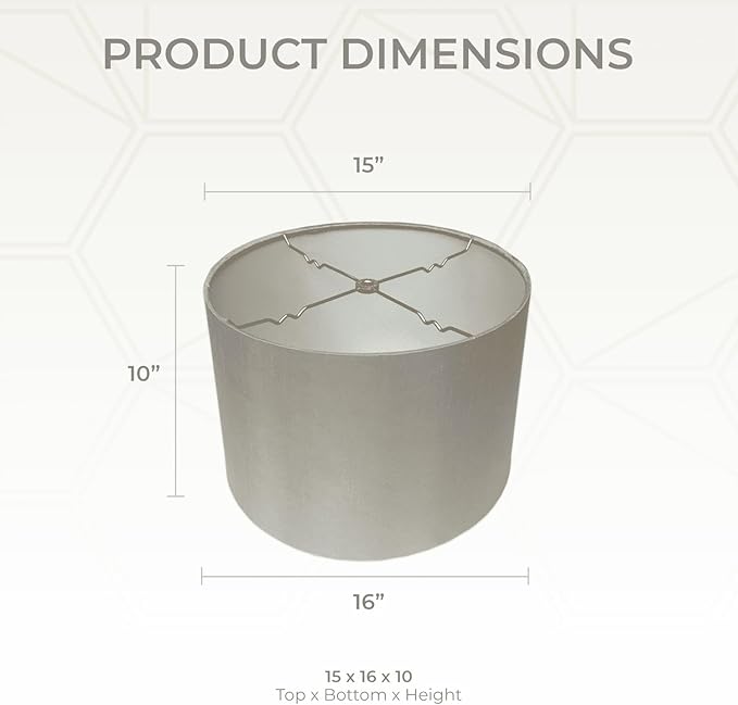 Royal Designs, Inc. HB-610-16GR Shallow Drum Hardback Lamp Shade, 15 x 16 x 10, Gray