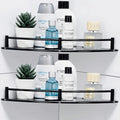 Bathroom Corner Shower Caddy, 9.5" Tempered Glass Bathroom Shelves for Wall Mounted, 2 Tier Glass Shower Caddy Organizer and Storage, Clear Corner Shelf wtih Black Rustproof Rail