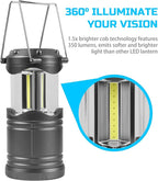 Lichamp LED Camping Lantern, 4 Pack Battery Powered Flashlight for Power Outages, Portable Collapsible Hanging Light Essential for Home, Outdoor, Emergency Lamp Survival Kit Gear for Hurricane, Gray