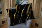 CAPSCEOLL Black Gold Throw Pillow Covers,Modern Abstract Art Painting Throw Pillows for Couch,Black Pillow Covers 18X18 Inch 2 Pcs Square Cushion Cover Gift for Couch Sofa