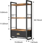 Bathroom Storage Organizer Wall Mounted, 3 Tier Bathroom Towel Rack Shelf with Storage Drawer Double Towel Bars and Hooks, Industrial Bathroom Shelves Over Toilet, Rustic Black and Brown (A)