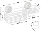 LEVERLOC Shower Caddy Suction Cup, Heavy Duty Bathroom Organizer for Inside Shower with Hooks & Soap holder, NO-Drilling Bathroom Holder-White
