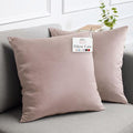 lalaLOOM Velvet Throw Pillow Covers, Set of 2, 24x24 Decorative Square Pillows Home Decor, Soft Accent Cases, Silky Machine Washable Pillowcases for Sofa, Couch, Bedroom, Living Room, Petal Pink