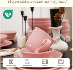 Pearl Dots Stoneware Dinnerware Set(42pc Set, Pink)