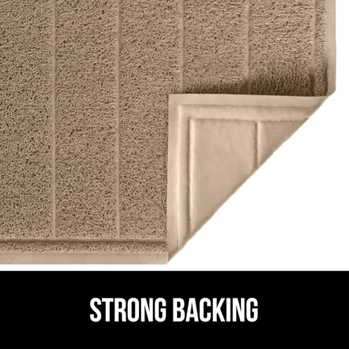 GORILLA GRIP Dirt Grabber Mesh Doormat, Low-Profile, Stain and Fade Resistant Heavy Duty Quick Dry Striped Doormats, Mats for Indoor or Outdoor Entry, Shoe Scraper, Garage Entrance Mat 47x35, Taupe
