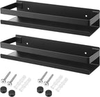 Yolev 2 Pieces Hanging Shower Head Caddy, Rustproof Bathroom Shower Shelf Organizer Wall Mounted Floating Stainless Steel Shelves Nail-Free Wall Mounted Spice Rack for Kitchen（11.81 Inch）