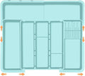 Utensil Drawer Organizer for Kitchen, Expandable Silverware Organizer Cooking Utensils Tray, Large Cutlery and Flatware Holder, Kitchen Tools & Gadgets Storage (Turquoise)