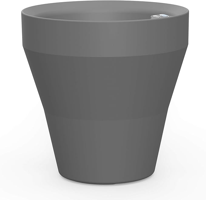 Crescent Garden Rim TruDrop Planter, Self-Watering Plant Pot (18", Slate)