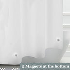 Magnetic Shower Curtain Liner with Magnetic Splash Guard Clips for Leak Proof, Bottom Magnets, Lightweight, BPA & PVC Free, 72x72, White Frost