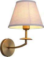 Phansthy Hardwired Wall Sconce Light, Linen Fabric Shade Indoor Wall Lamps, Wall Decor Lightings for Living Room, Bedroom, Hallway, Vanity Mirror (Antique Gold)
