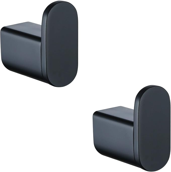 RANDOM Towel Hooks for Bathroom Wall Mounted Hand Towel Holder Matte Black Coat Hooks Heavy Duty Wall Hook for Kitchen Stainless Steel Robe Hook 2 Pack