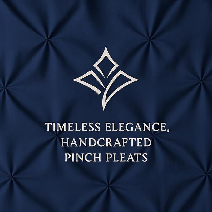 COTTON STICH Pinch Pleated Queen Pillow Shams Set of 2 Navy Blue 600 Thread Count Super Soft Navy Blue Pinch Pillow Shams Queen 20" x 30" Size Pure Egyptian Cotton Decorative Bed Pillow Covers Set