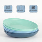 12PCS Unbreakable Dinner Plates, Dishwasher & Microwave Safe Plastic Plates Reusable, Lightweight Wheat Straw Plates for kitchen (Serenity, 9 IN)