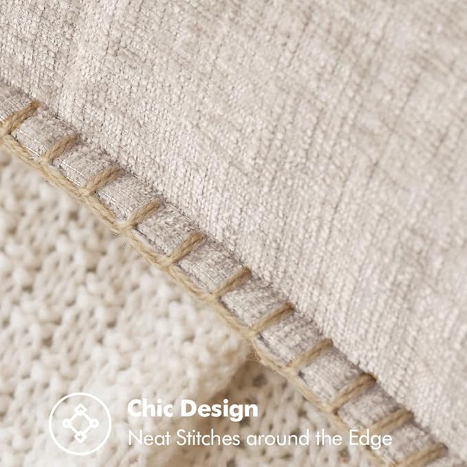 MIULEE Pack of 2 Couch Throw Pillow Covers 20x20 Inch Light Brown Farmhouse Decorative Pillow Covers with Stitched Edge Soft Chenille Solid Dyed Pillow Covers for Sofa Bed Living Room