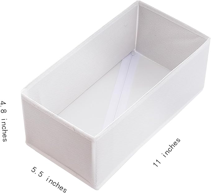 Clothes Drawer Organizer Set of 3 Raw White, 11' Dresser Drawer Dividers for Underwear Socks Undergarments, Small Storage Bins Wardrobe Closet