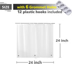 Waterproof Frosted Shower Curtain for Window Inside Shower, Vinyl Bathroom Window Curtain 24" x 24" with Hooks, Heavy Duty Peva Silky Frost, 24x24