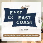 Coastal Throw Pillow Cover 12x20, Navy Blue Preppy East Coast Coquette Decor for Girls Room College Sofa Couch, Trendy Retro Dorm - Navy Blue