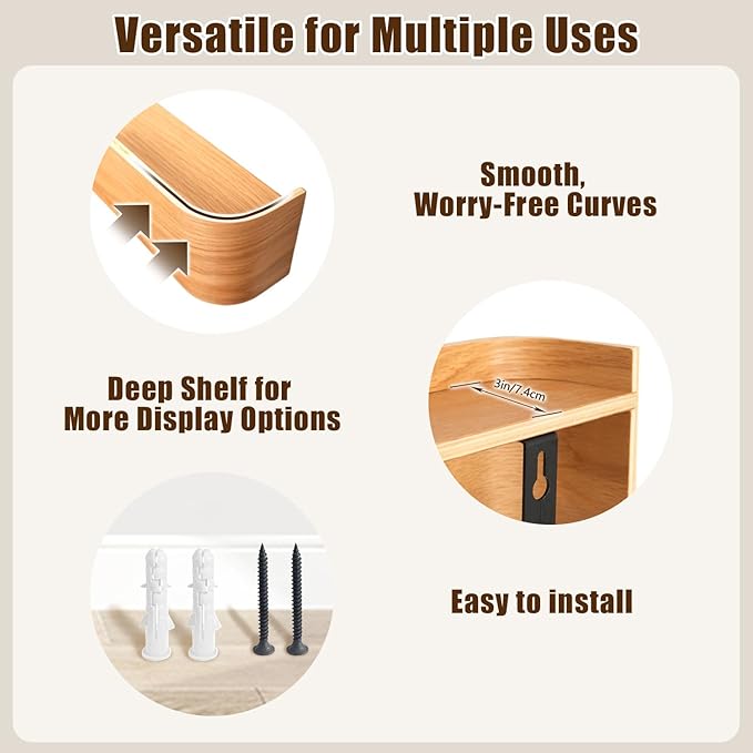 Coat Hooks Wall Mount with Shelf, 5 Hidden Hooks, 20.75 Inch Entryway Organizer for Coats, Hats, Bags, Keys, Decorative Wall Hooks (Beige, 5 Hooks)