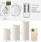 Amagic 3 Pack 4"x 6"8" 10" Outdoor Plastic Electric flameless Candles with Remote Control and Timer, Battery Operated Flickering LED Pillar Fake Candle for Home, Wedding Decor, Ivory