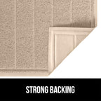 GORILLA GRIP Dirt Grabber Mesh Doormat, Low-Profile, Stain and Fade Resistant Heavy Duty Quick Dry Striped Doormats, Mats for Indoor or Outdoor Entry, Shoe Scraper, Garage Entrance Mat, 35x23, Beige