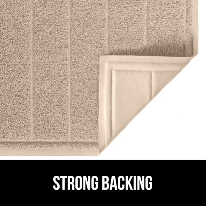 GORILLA GRIP Dirt Grabber Mesh Doormat, Low-Profile, Stain and Fade Resistant Heavy Duty Quick Dry Striped Doormats, Mats for Indoor or Outdoor Entry, Shoe Scraper, Garage Entrance Mat, 35x23, Beige