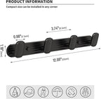 Coat Rack Wall Mount Black, 4 Hooks Rack Metal Coat Hanger Wall for Hanging Hat Purse and Robes, Towel Hook for Bathrooms and Entryway (1 Pack)
