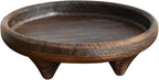 Light Wood Round Footed Serving Tray,Wabi Sabi Decor,Brown Decorative,Candle Tray,Wooden Display Riser
