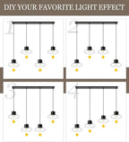 4-Light Kitchen Island Lighting, Black Linear Chandelier Modern Dining Room Light Fixture with Clear Glass, Adjustable Hanging Lighting for Kitchen Dining Room, OS-JJ1513-4CBK
