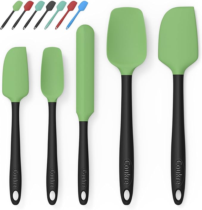Coukre Silicone Spatula Set of 5,High Temperature Resistant, Food Grade Silicone, Dishwasher Safe, for Baking, Cooking (Grass Green)
