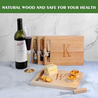 Miicol Wood Charcuterie Board, Monogram Cheese Board 10 Inch, Personalized Initial Cutting Board with Spreader, Unique Housewarming Gift, Ideal for Kitchen, Home, Letter W