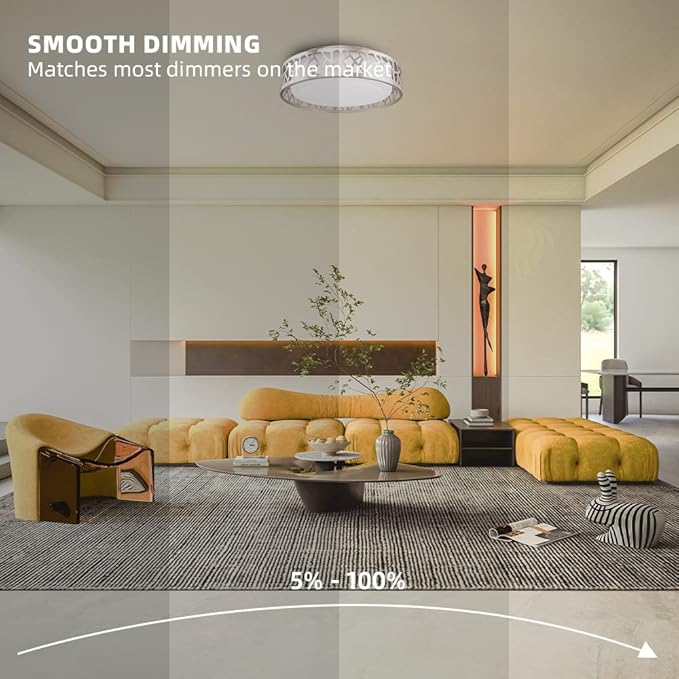 Flush Mount Ceiling Light,12 Inch LED Ceiling Lights, 20W 3000K/3500K/4000K/5000K/6000K Flush Mount Light Fixture with Brush Nickel Finished, Frosted Glass Shade for Bedroom, Kitchen,Hallway